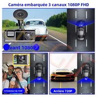 Caméra de tableau de bord WIFI 3 caméra 1080P voiture DVR 2/3 objectif caméra enregistreur vidéo boîte noire Dash Cam enregistrement en boucle automatique accessoires de voiture 2