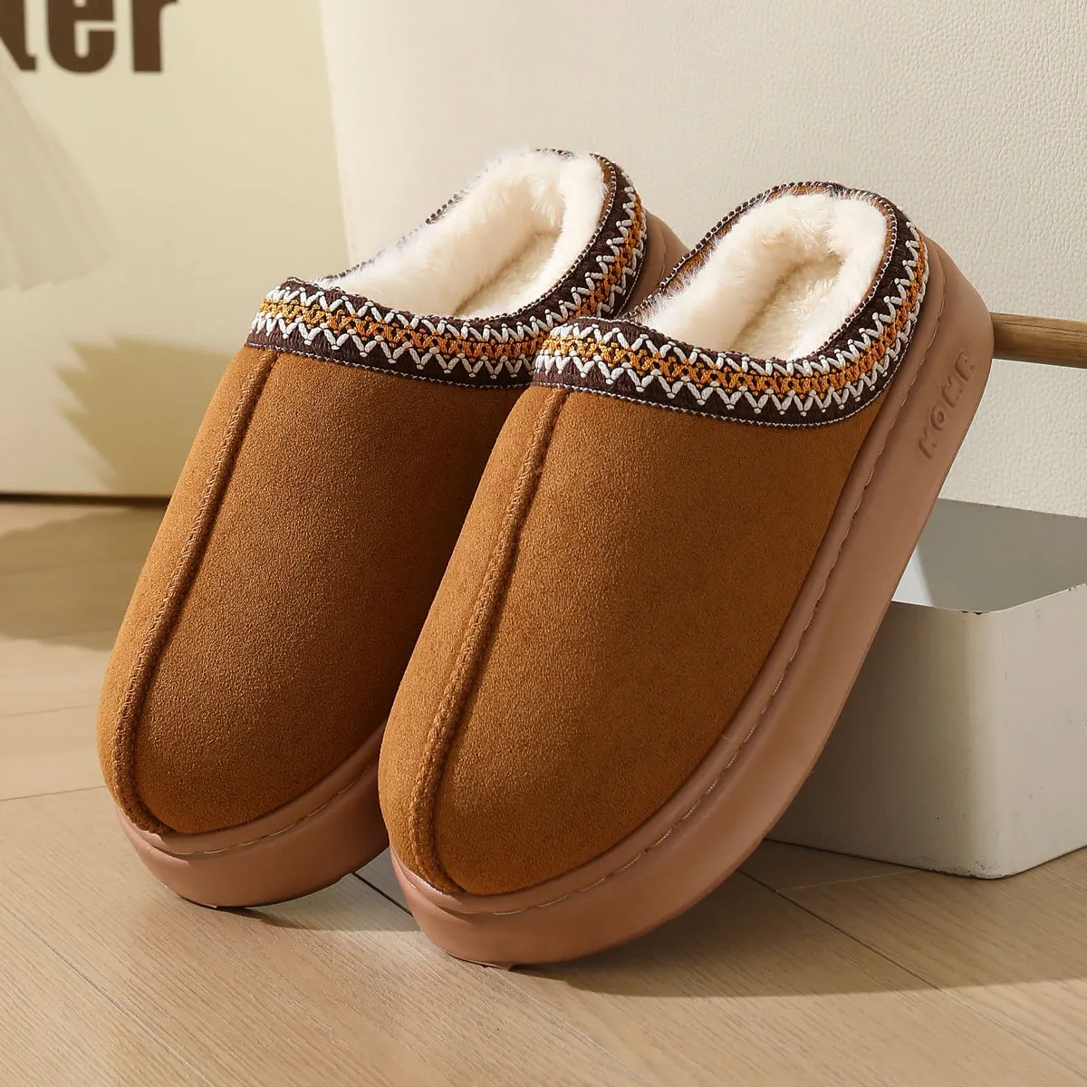 Mnplciea Pantofole Donna Uomo Inverno Caldo Ciabatte di Peluche Comode Antiscivolo Morbido