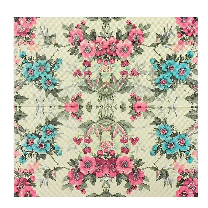Paper Napkins New Flowers Wedding Colorful Napkins Printed Paper Napkins Party Decoration Supplies Butterfly Bone Bart Paper Placemat 20pcs/pa