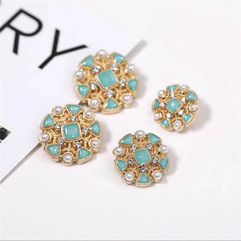 20/23mm Vintage Women Coat Metal Fancy Buttons For Clothes Suit Blazer  White Black Pink Blue