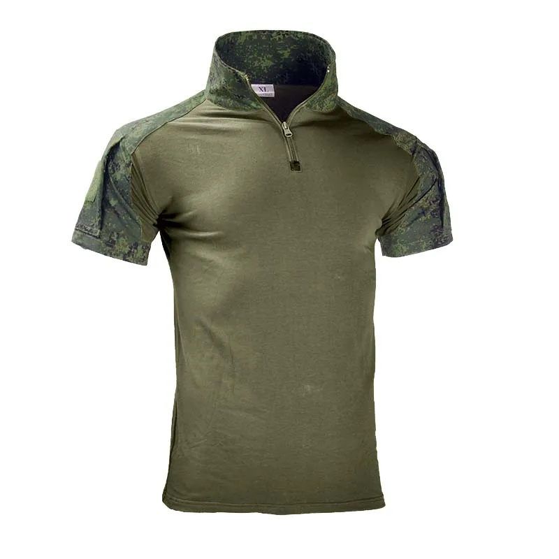 Men's Outdoor Sport Tactical T-shirt Breathable US T Shirts Combat Shirts Camo Hunt Shirts for Men Camping Hiking Climbing Tees 3