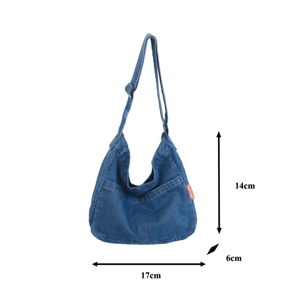 New Jeans Women's Bag Vintage Eco Bag Denim Messenger Bag Y2K Shoulder Cross Bag Shopping Korean Satchels Quilted Handbag Travel