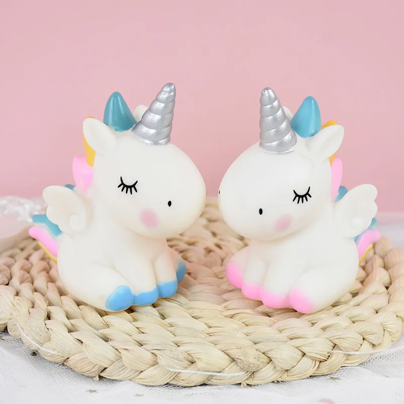 

Blue Pink Unicorn Cake Topper Happy Birthday Rainbow Unicorn Wedding Cake Decoration Flag Kids Baby Shower Party Baking Supplies