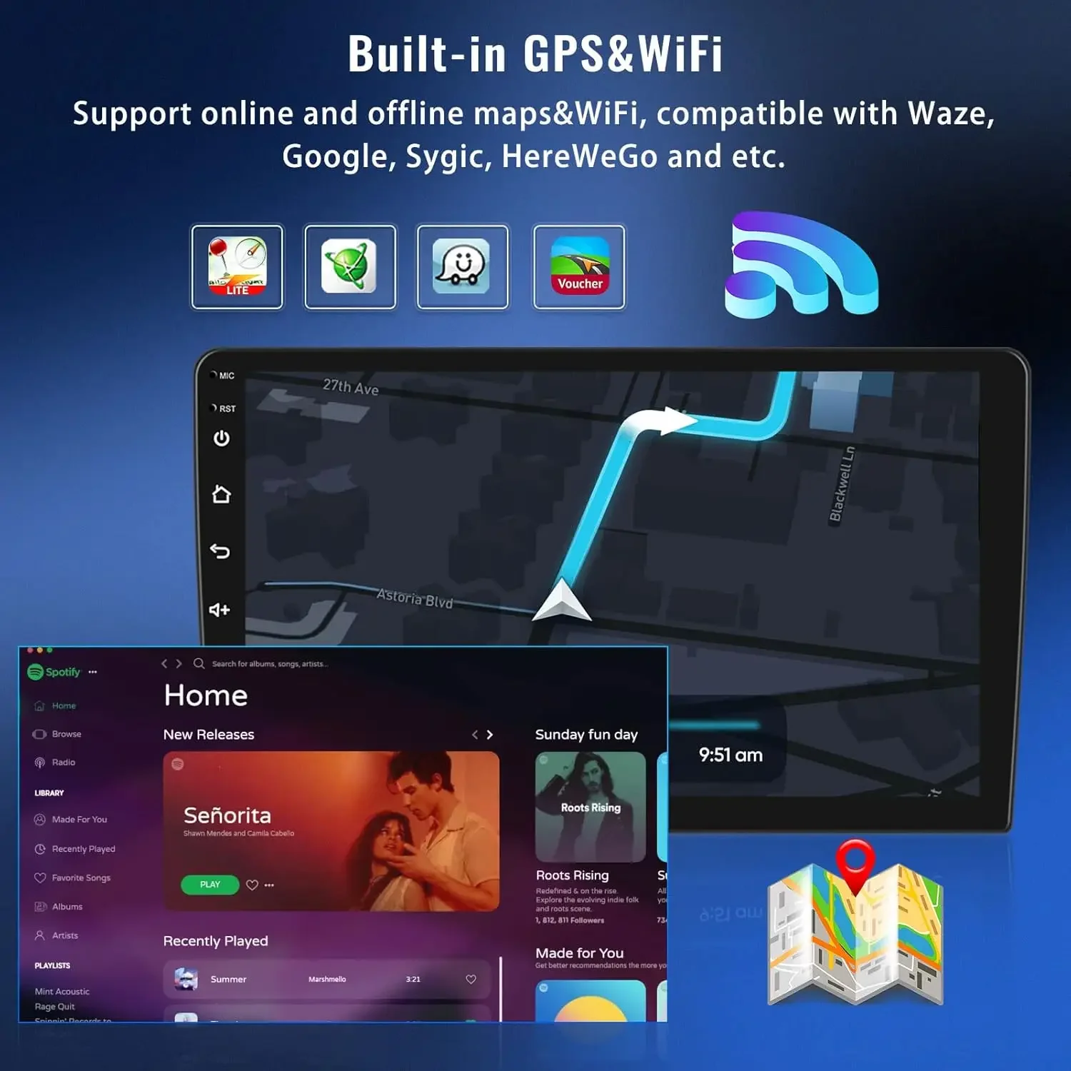 Wireless Carplay Android Auto Car Radio GPS Navigation System