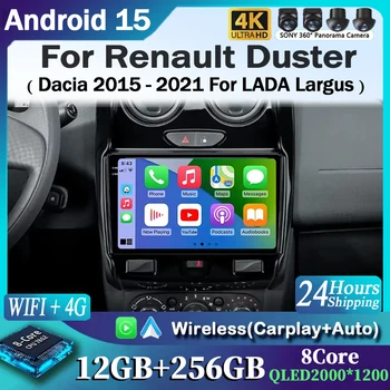 Para Renault Duster Dacia Duster 2015 - 2021 para LADA Largus 2021 Android 15 12 + 256GB Radio de coche Carplay Auto Multimedia Estéreo 4G 1