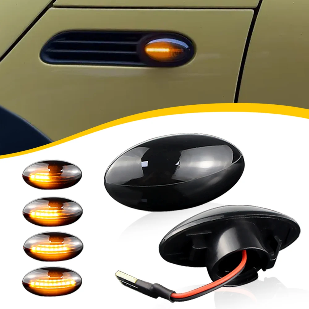 2Pcs Flowing Water Repeater Indicator Dynamic LED Side Marker Turn ...