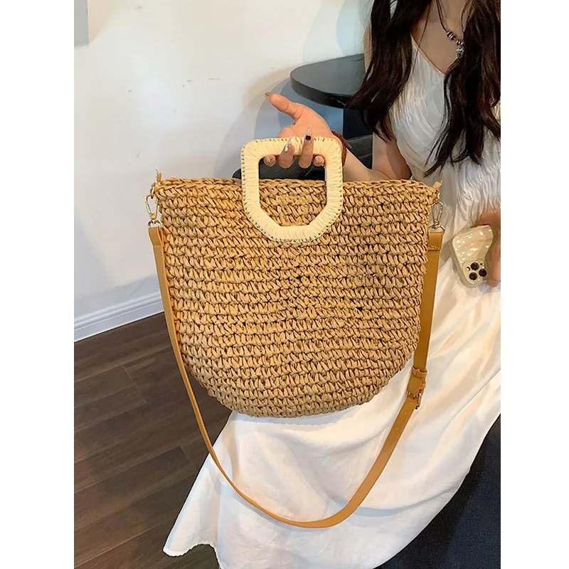 

Grass Woven Portable Women's Bag With Large Capacity For Work And Commuting, Summer Fashiona And Casual Versatile Crossbody Bag