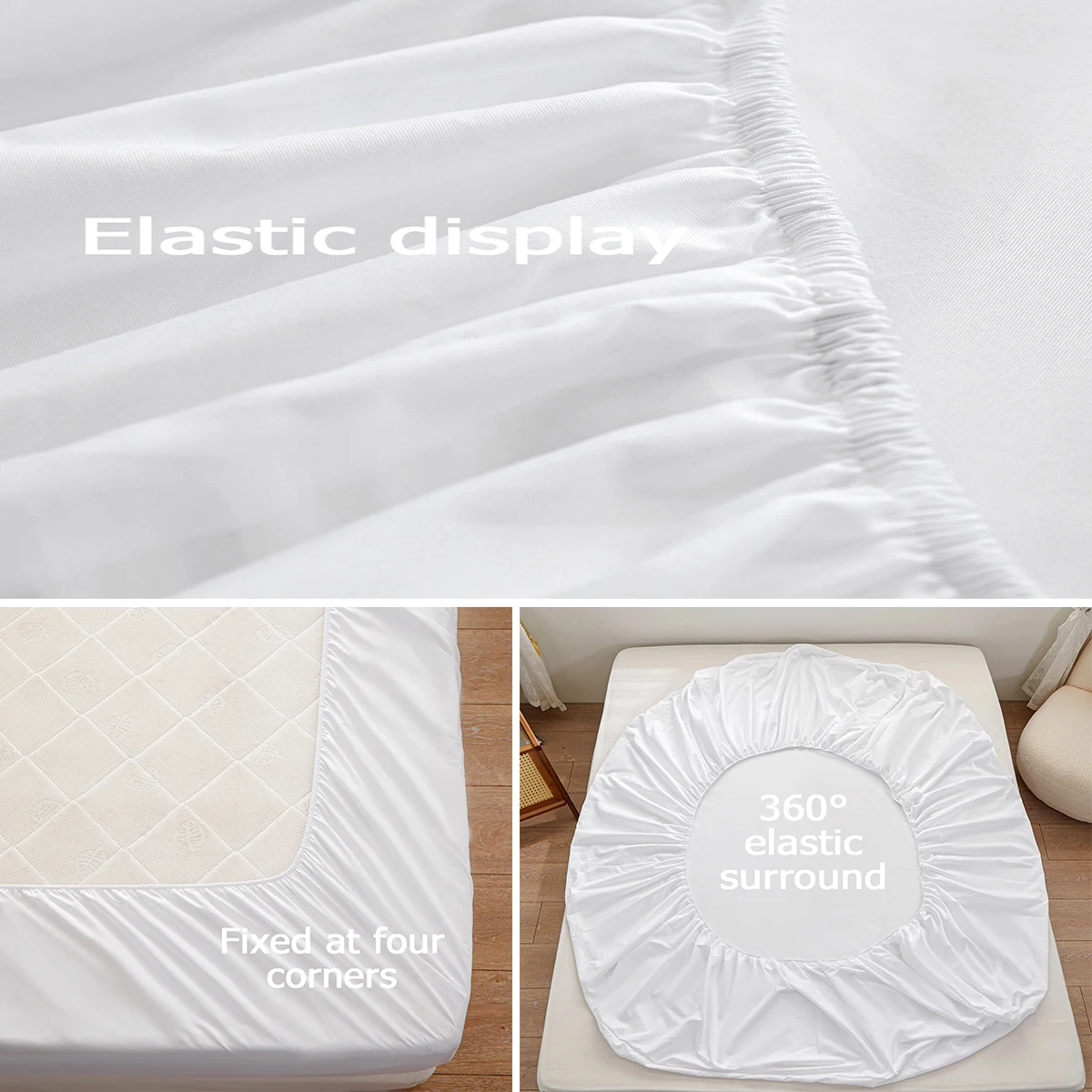1pc 100% polyester high Deep snug fit Egyption Quality Fitted Sheet only Elastic Band Around Mattress Easy Care(no pillowcases) 5