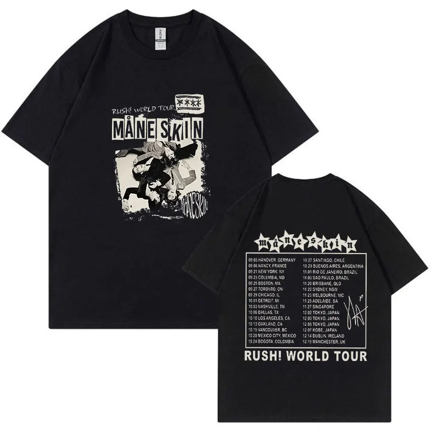 

Italian Rock Band Maneskin Rush 2023 World Tour T-Shirt Men Women Hip Hop Vintage Oversized Cotton T Shirts Aesthetic Streetwear