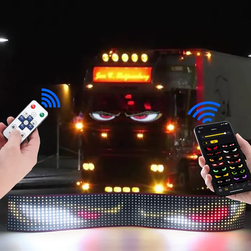 APP Control LED Truck Custom Text Pattern Lighting Display For Board Windshield with Remote Car Devil Eye Light Music Mode 24V