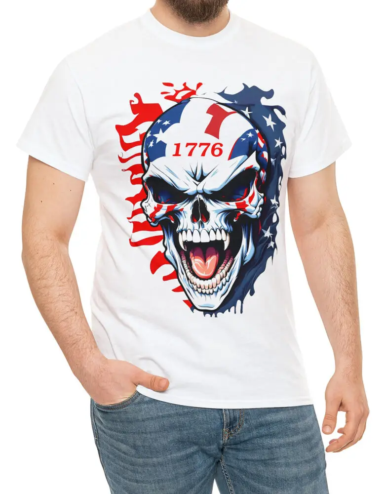 

Футболка мужская хлопковая с рисунком патриотического американского флага и коротким рукавом