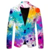 Print Splash Ink Color Men's Suit Blazer Casual Party Wear Slim Fit Suit Jacket Fashionable Luxury British Style Men Suit Coat 2