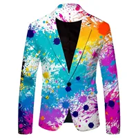 Print Splash Ink Color Men's Suit Blazer Casual Party Wear Slim Fit Suit Jacket Fashionable Luxury British Style Men Suit Coat 2