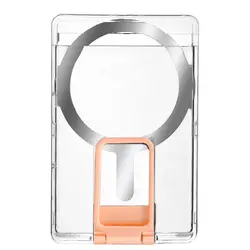 Transparent Magnetic Phone Wallet and Kickstand with Card Holder Slot (Rose Gold)