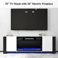 70" TV Stand for TVs Up To 80", Entertainment Center with 36" Electric Fireplace, Modern TV Console Table with Remote Control 2