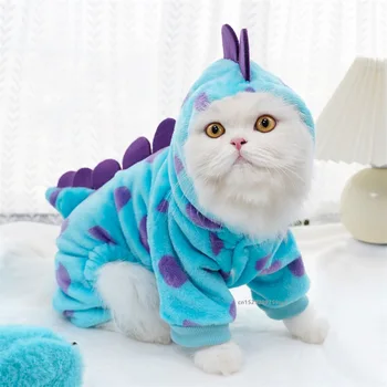 Roupas para Animais de Estimação, Casaco de Dinossauro com Capuz para Cães e Gatos, Aconchegante e Quente para Outono e Inverno, Ideal para Filhotes e Cães Pequenos e Médios