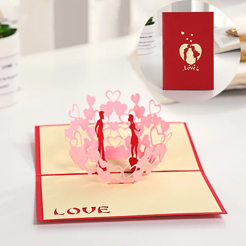 3D Pop UP Greeting Card for Wife and Girlfriend Valentine's Day Anniversary Wedding Invitation Thank You