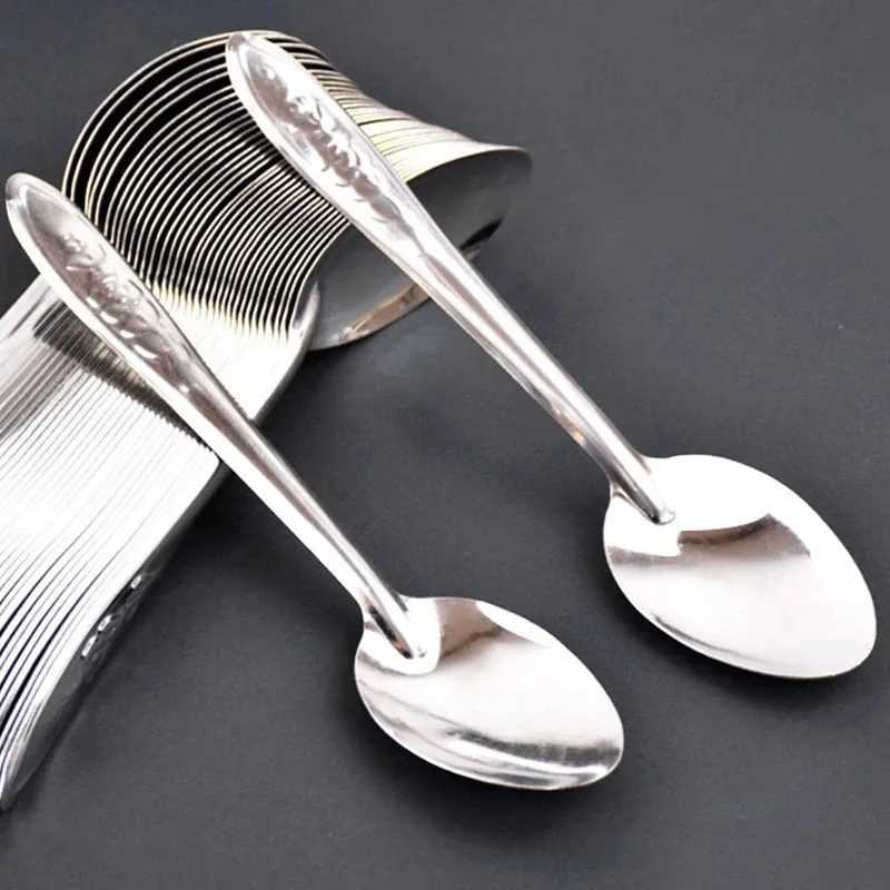 Description Picture 5 of item20/5pcs Stainless Steel Spoon Silver Teaspoon for Milk Coffee Ice Cream Dessert Scoops Kitchen Soup Spoons Tableware Utensils