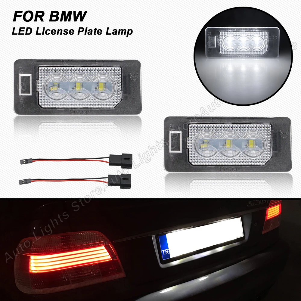 2PCS LED License Plate Light For BMW E46 E90 F10 E60 E39 F15 F16 E70 E71 E92 E93 M3 No Error