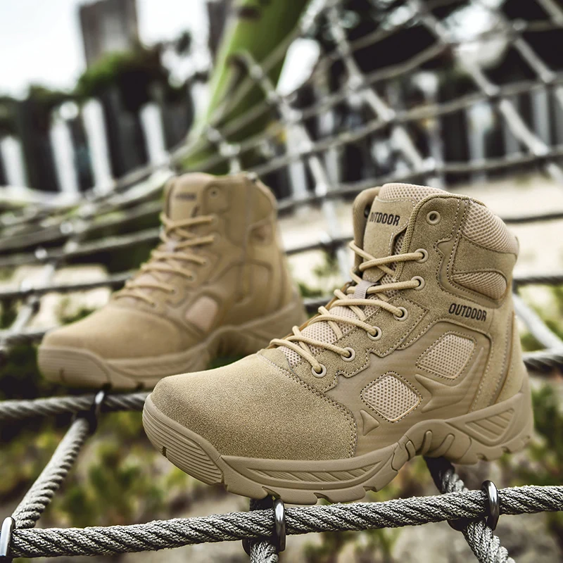 

Military Tactical Mens Boots Waterproof Leather Desert Boot Combat Ankle Boot Army Work Men's Shoes Couple Motorcycle Boots