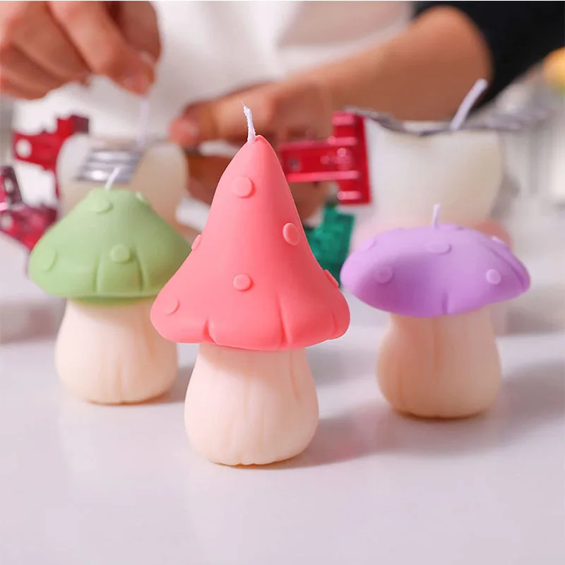 3D Mushroom Candle Silicone Molds DIY Handmade Aromatherapy Fungi Gypsum Plaster Mould Craft Art Ornament Furniture Making Mold