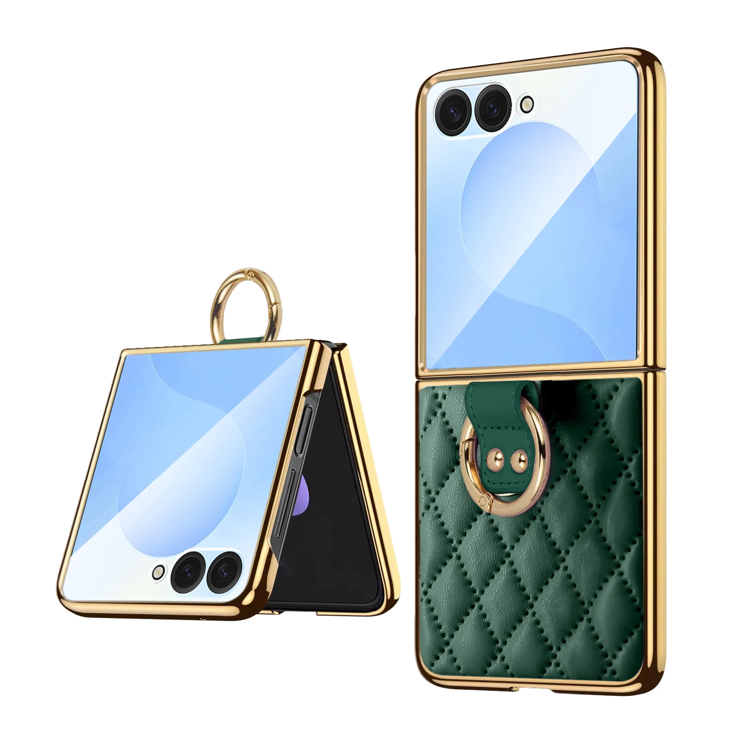 Luxury Ring Buckle PU Leather Phone Case with Back Cover