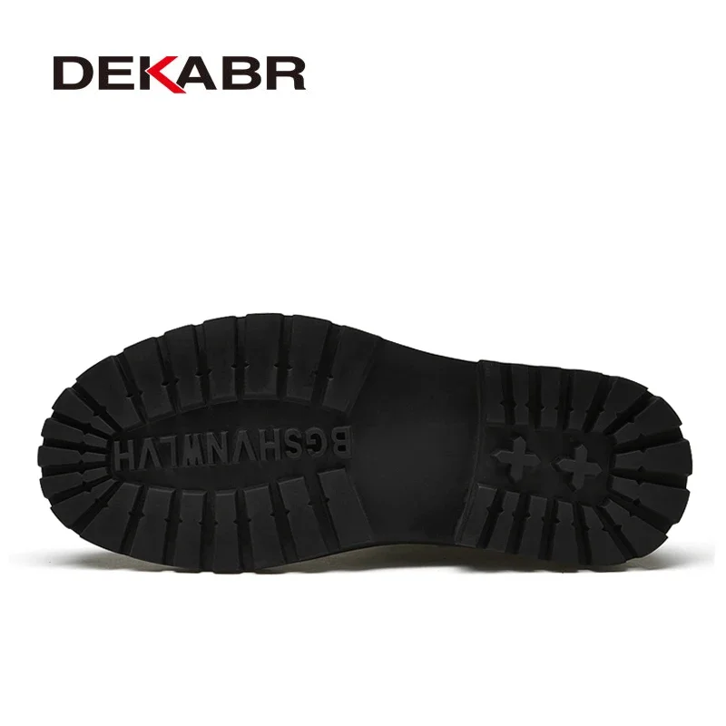 Genuine Leather Men's Ankle Boots High Top Shoes For Men Winter Fashion Male Motorcycle Footwear Snow Boots Size 38~48