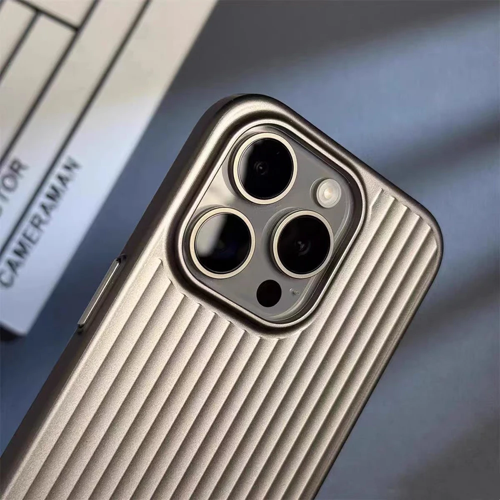 Metallic Stripe Matte Slim Shockproof Phone Case with Camera Protection