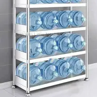 ตู้ครัวสแตนเลสพร้อมชั้นวางของหลายชั้น ตู้เก็บของ ชั้นวางไมโครเวฟ เฟอร์นิเจอร์ครัวสำหรับใช้ในบ้าน 4