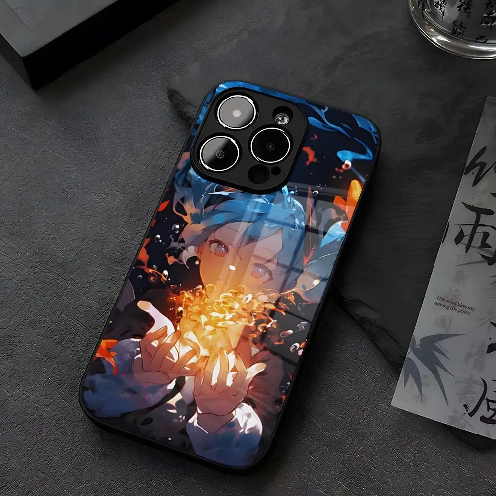Чехол для телефона из закаленного стекла для iPhone 14 13 12 15 11 Pro XS M-MikuS HatsuneS Max Plus Mini X XR 8 7 6s SE2020