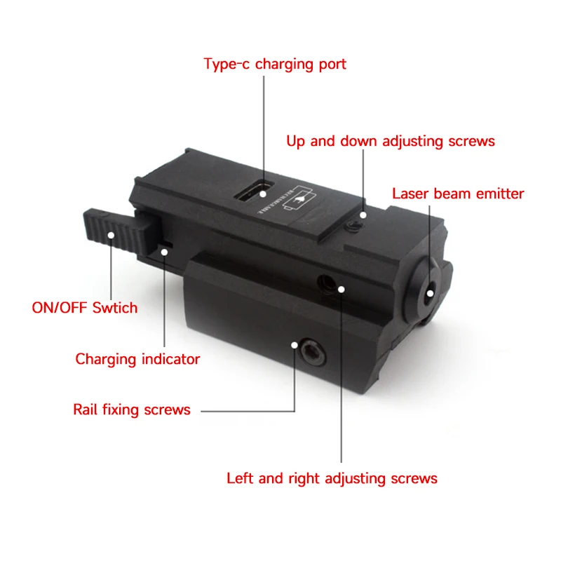 Weapons Gun Laser Sight Tactical Laser Pointer Airsoft Pistol 20mm Picatinny Hunting Rail 520-655nm Headgun Dot Scope