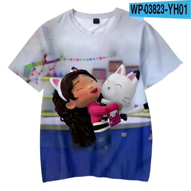 2023 Summer Kawaii Cute Gabbys DollHouse T Shirt Kids 3D Colorful Print Tshirt Girls Short Sleeve T-shirt Ladies Raper Style Top 5