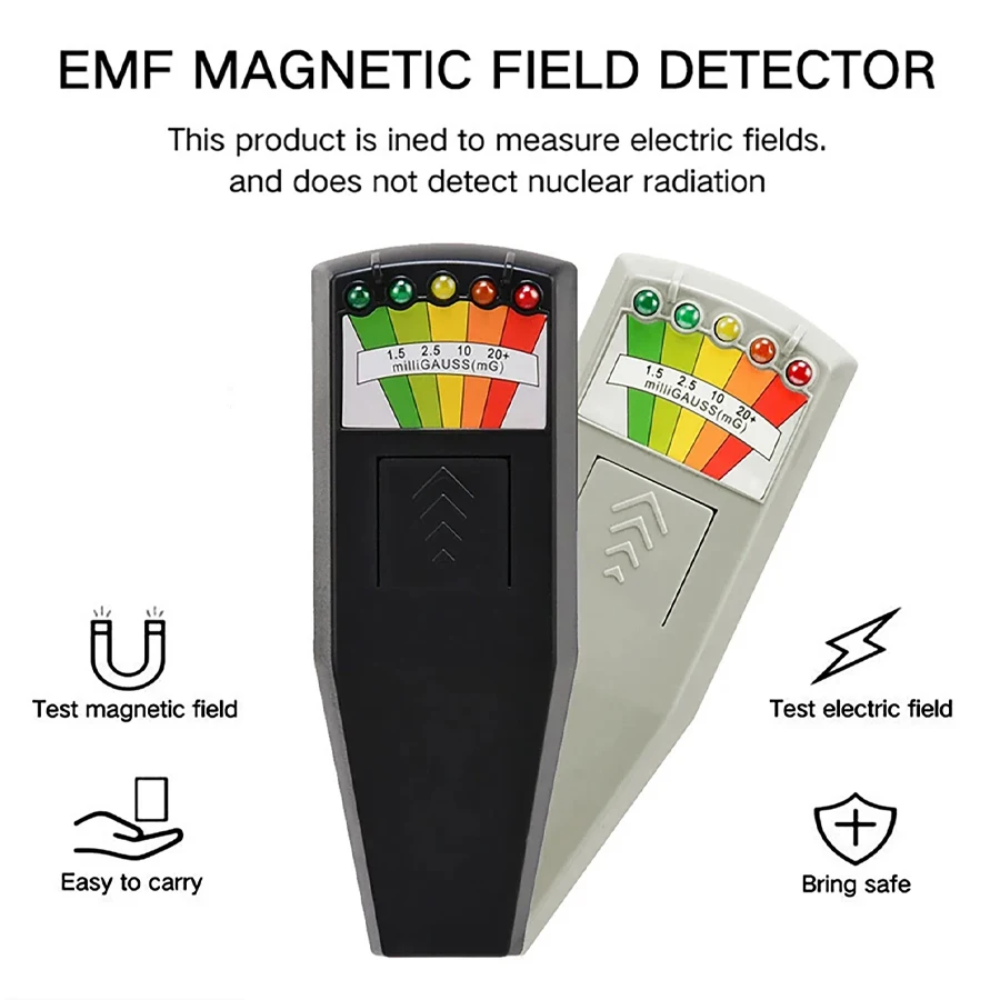 EMF Meter Tester 5-LED EMF Meter Magnetic Field Detector Ghost Hunting Paranormal Equipment Tester Portable Counter