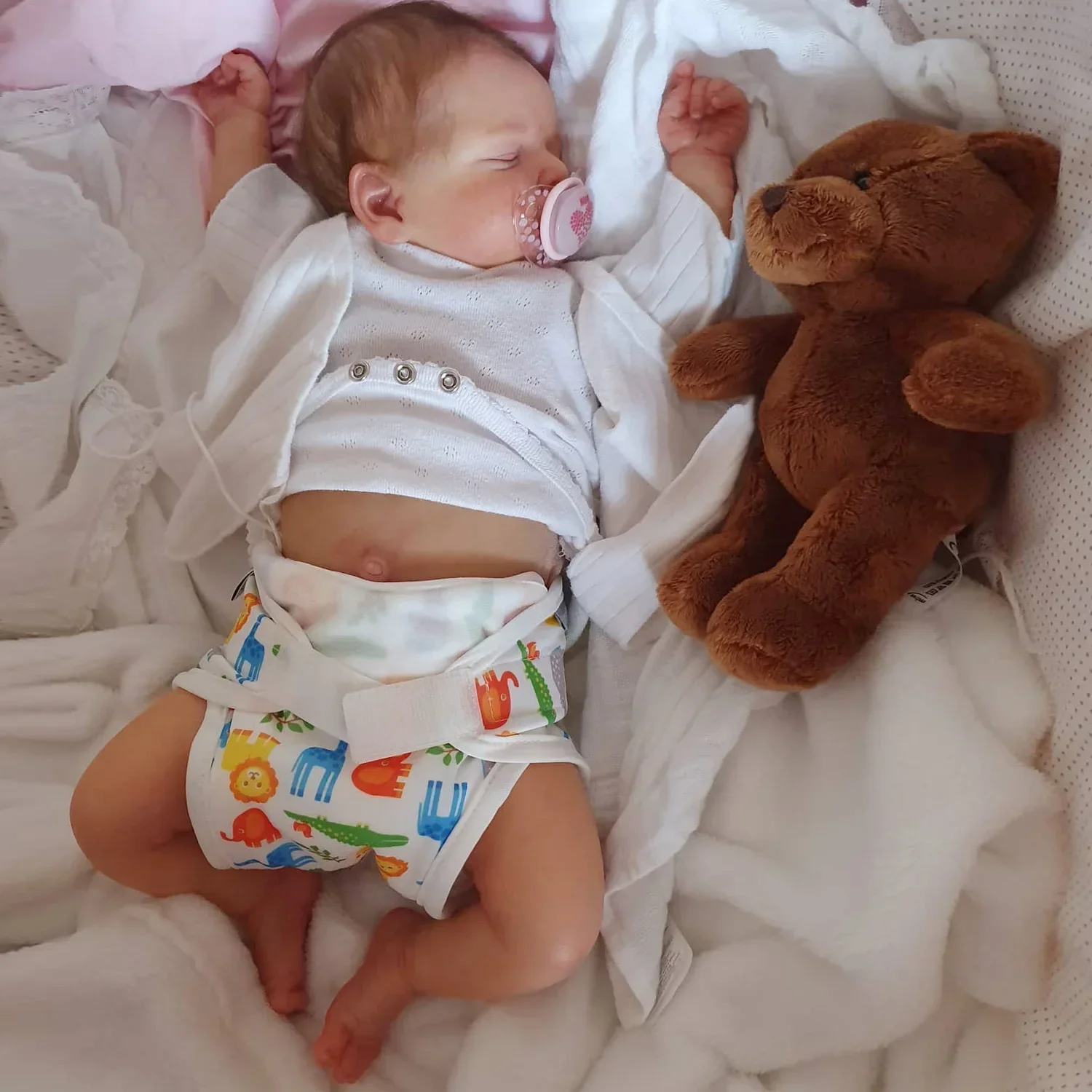 

18 inches Cuddly Rosalie Bebe Reborn Sleeping Reborn Baby Girl Very Soft Touch 3D Skin with Visbile Veins Collectible Art Dolls