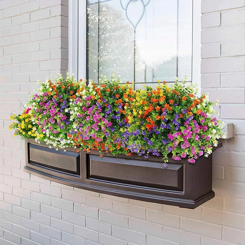 Artificial Plants Artificial Flowers Artificial Flower Artificial Flower Bouquet 1 Bundle Artificial Flowers Outdoor UV Resistant Greenery Shrubs Plants for Home Kitchen Office Wedding Garden Decor Fake Flower