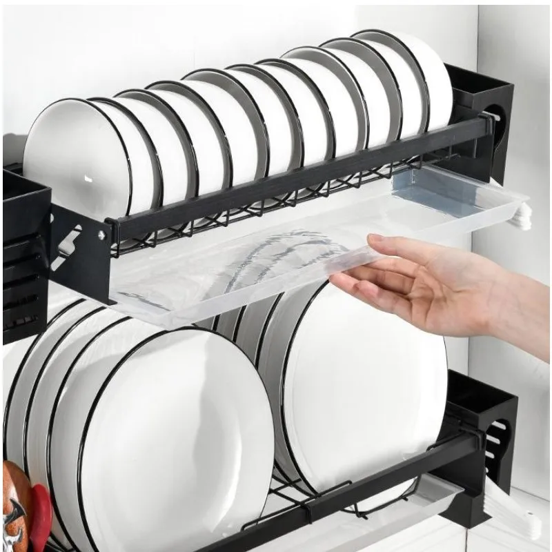  SUNFICON Escurridor de platos, escurridor de platos,  organizador de platos para encimera de cocina, con bandeja de goteo,  soporte para utensilios de cubiertos, metal resistente, casa rodante,  estudio, apartamento pequeño de