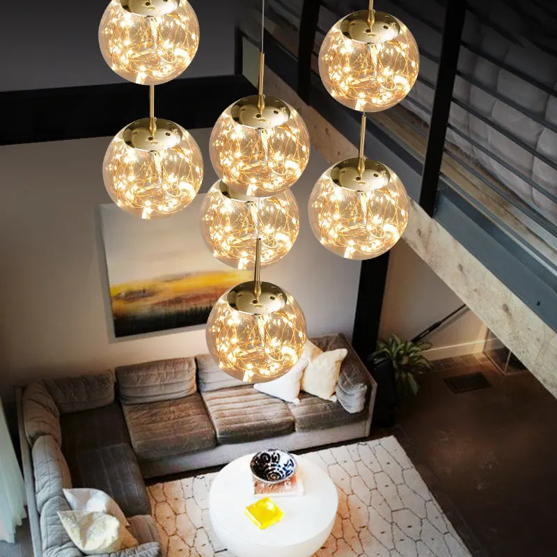 New Modern Spiral Chandelier Indoor Light Living Room Villa Loft Dining Room Kitchen Chandelier Crystal Ball Stair Ceiling Light led chandelier ceiling chandelier