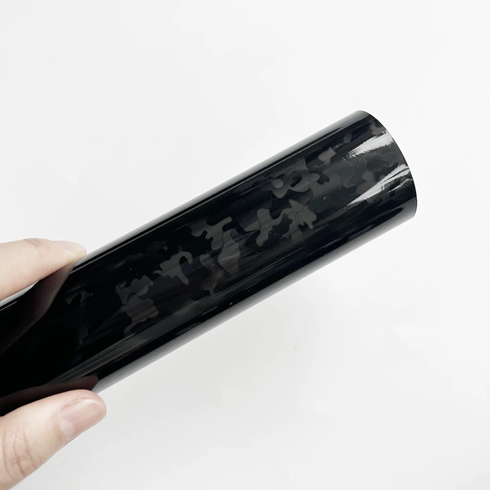 Cosmic Black Forged Carbon Fiber Vinyl Wrap with Aircraft Pattern for Vehicle Decoration