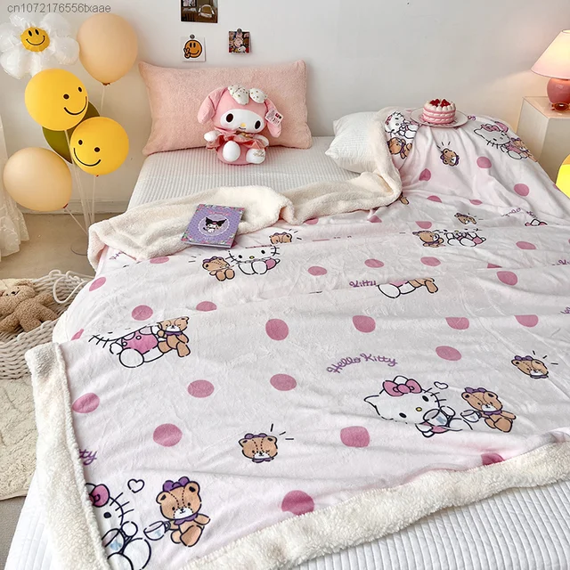 Sanrio Hello Kitty Soft Plush Blanket Cinnamoroll Luxury Double Sided Lamb  Plush Blankets Portable Cute Small Quilt Nap Towels - AliExpress