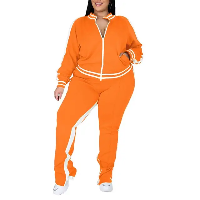 Jogging Suit Long Sleeve Zip-Up Hoodie & High Waist Trousers Loose Fit Tracksuit Set Gym Yoga Sportswear
