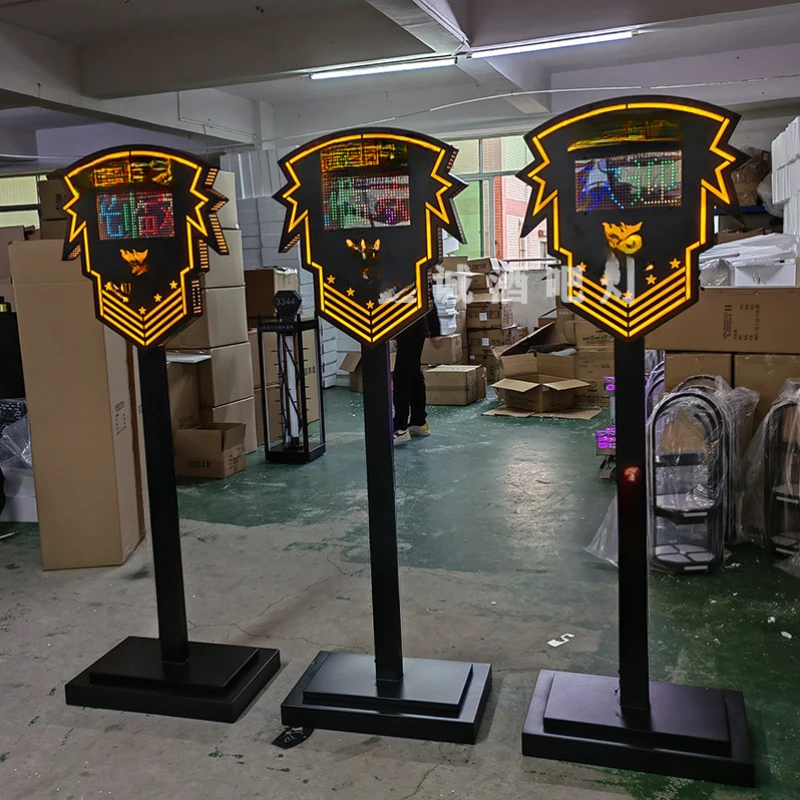 

Bar illuminated floor sign reserved sign black card director LED text screen painted billboard