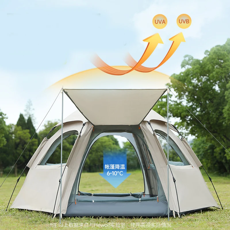 5-8 Person Fully Automatic Quick Opening Sunshade Waterproof Tent Outdoor 캠핑 Folding Portable Canopy Double Layer Thickening 텐트
