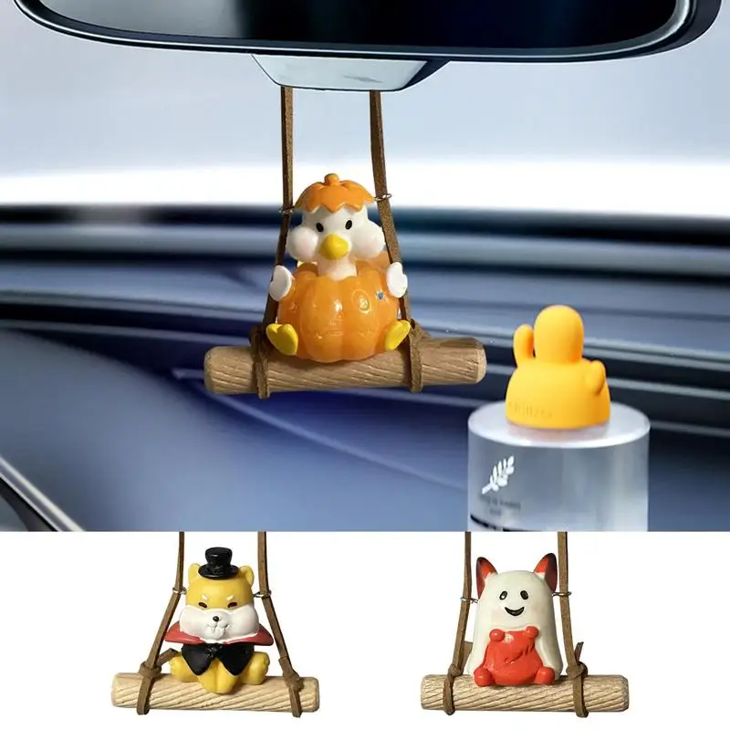 

Car Rearview Mirror Pendant Cute Swinging Duck Ornament Automobile Decorative Hangings Pendants Car Interior Accessories