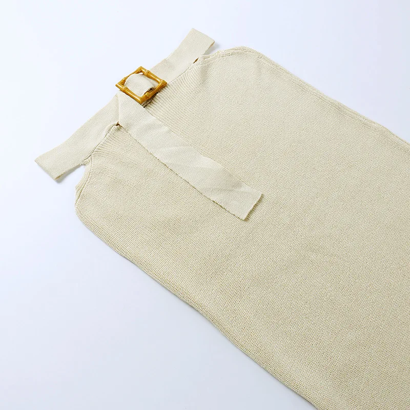 Sexy Summer Long Prom Dresses 2 Pieces Top+Party Gown With Belt Daily Women Hot Girl Club Evening Robe Skirt Set In Stock