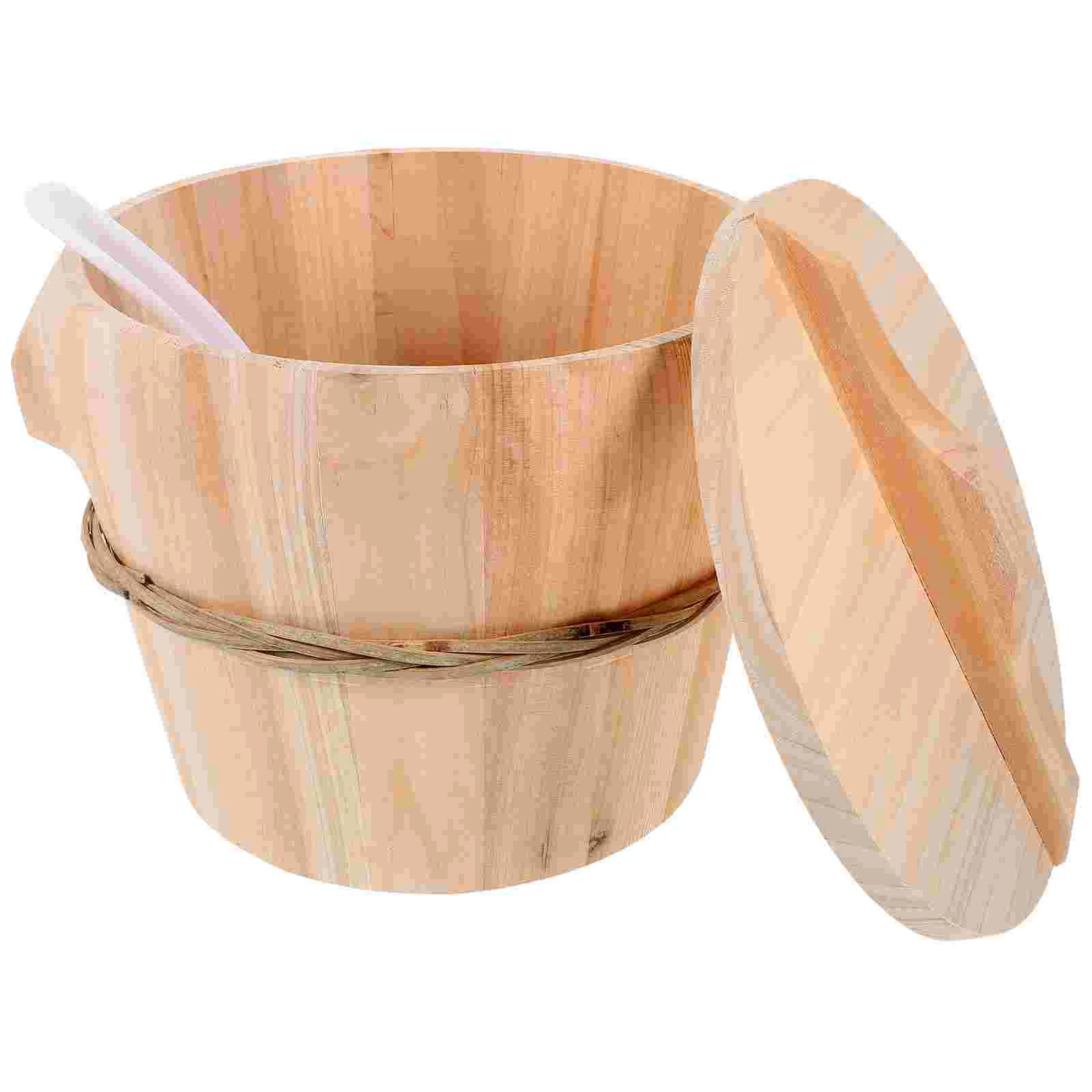 

Steamed Rice Barrel Dumpling Steamer Wooden Bucket Steaming Supply Natural Lidded Cooker