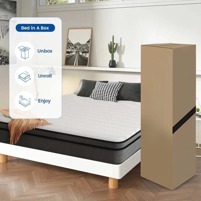 Queen Mattress, Memory Foam Mattress Queen Size, 10 Inch Hybrid Mattress in a Box with Individual Pocket Spring for Motion 3