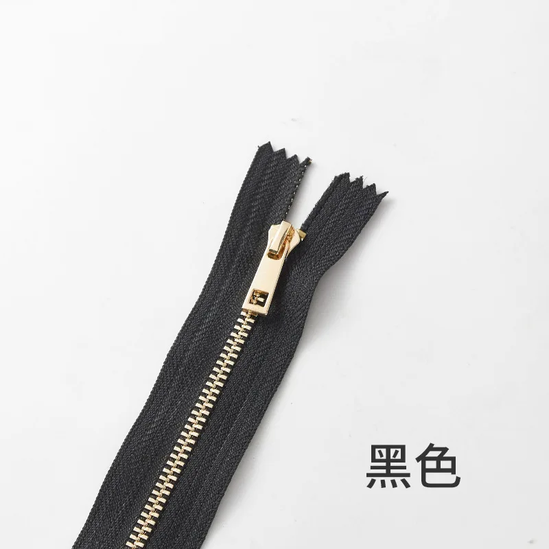 핸드메이드 클로즈드 테일 메탈 지퍼 가방, 가벼운 금 이빨, 티타늄 합금, Y 이빨, 부드러운 미끄럼 짐 가방, 핸드백 지퍼, 10 개, 3 