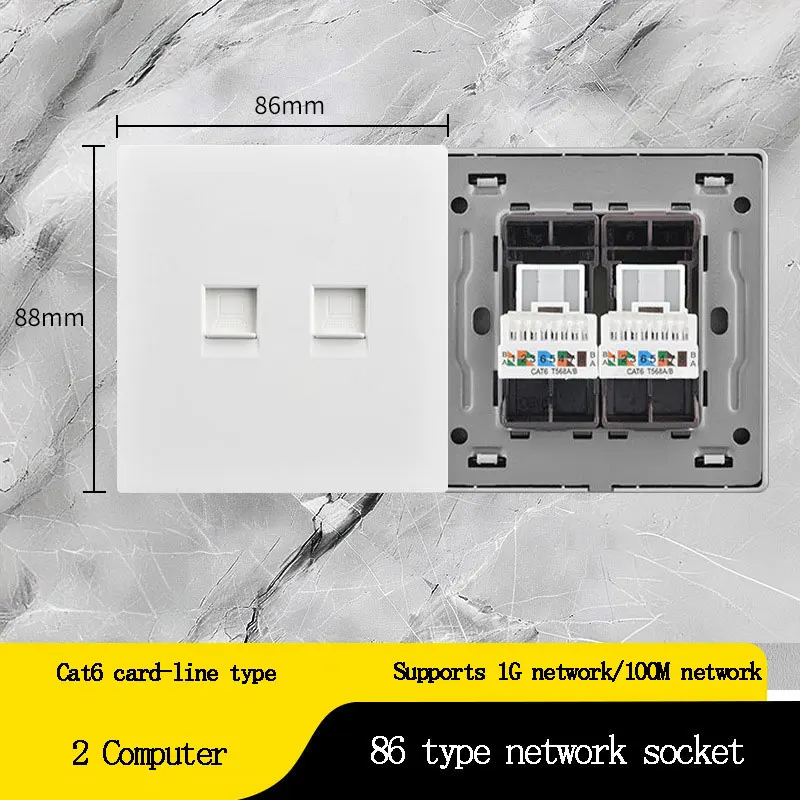 High-Speed Dual Ethernet Network Socket Panel - Cat6 & Cat7 Compatible