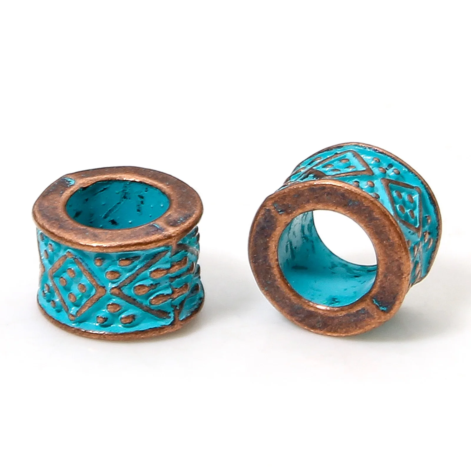 20 stücke Vintage Patina Spacer Perlen Machen Antike Kupfer Blau Geometrische Metall Perlen Für DIY Schmuck Machen Halskette Erkenntnisse – Detail 7