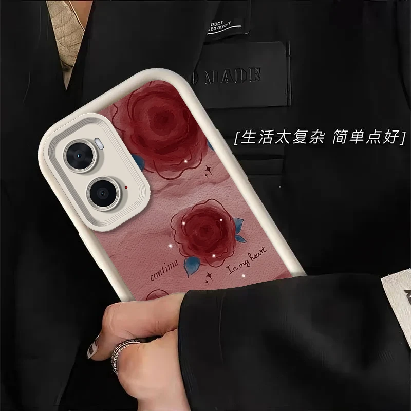 Elegant Rose Flower Silicone Phone Case – Protective Cover with Camera Protection